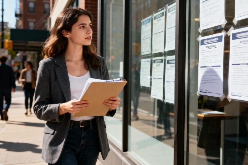 chica buscando trabajo temporal