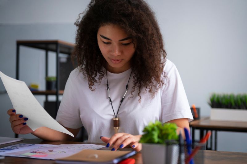 garota fazendo currículo