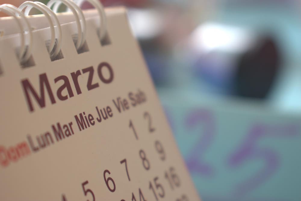 mês Calendário bancário de março