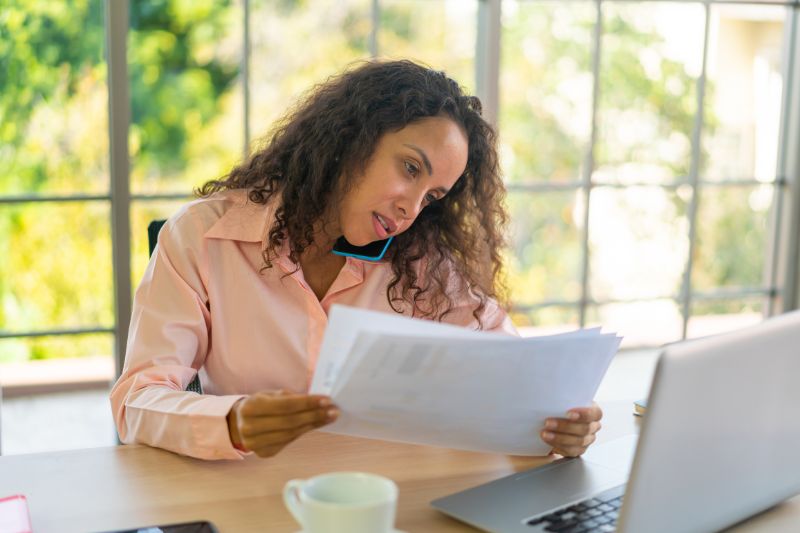 woman filing a tax return